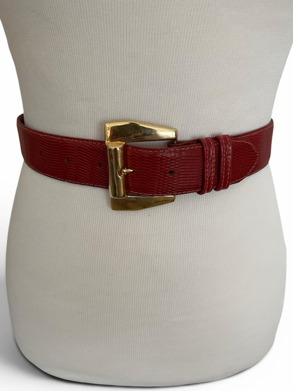 Cipriani Classic Red Leather Belt with Gold Buckle